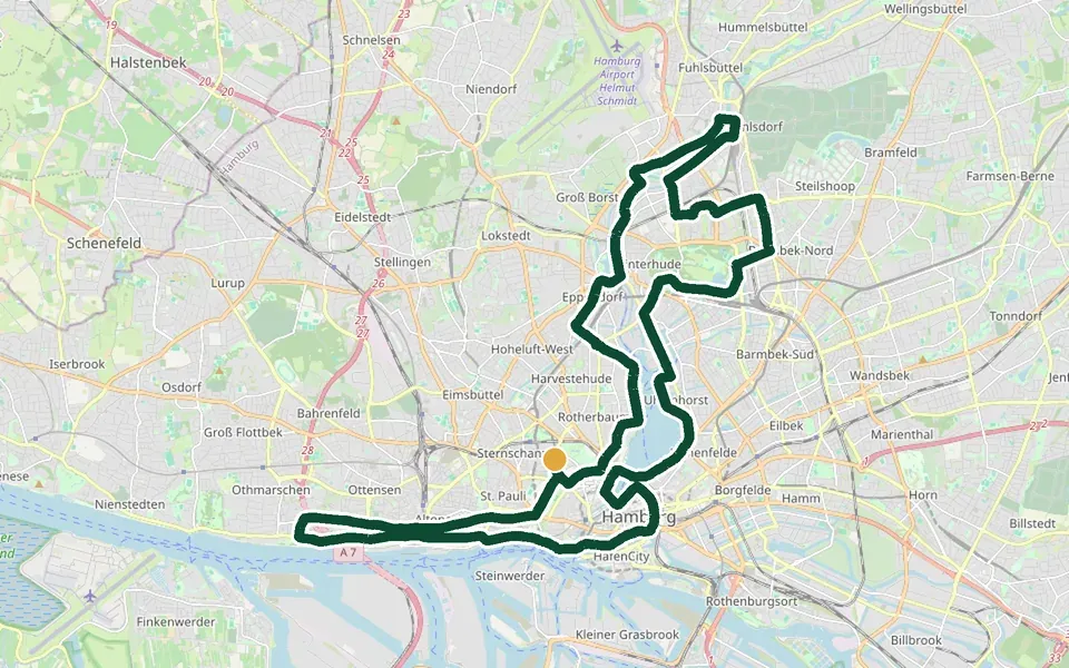 Karte des Streckenverlaufs: Hamburg Marathon