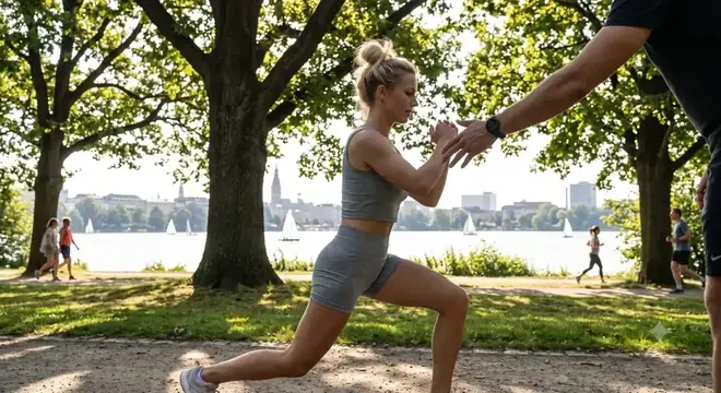Training im Freien an der Hamburger Außenalster
